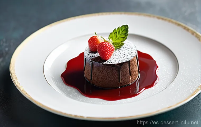 로맨틱 디저트 레시피 - **Prompt:** A beautifully presented dessert designed for a romantic evening. The centerpiece is a de...